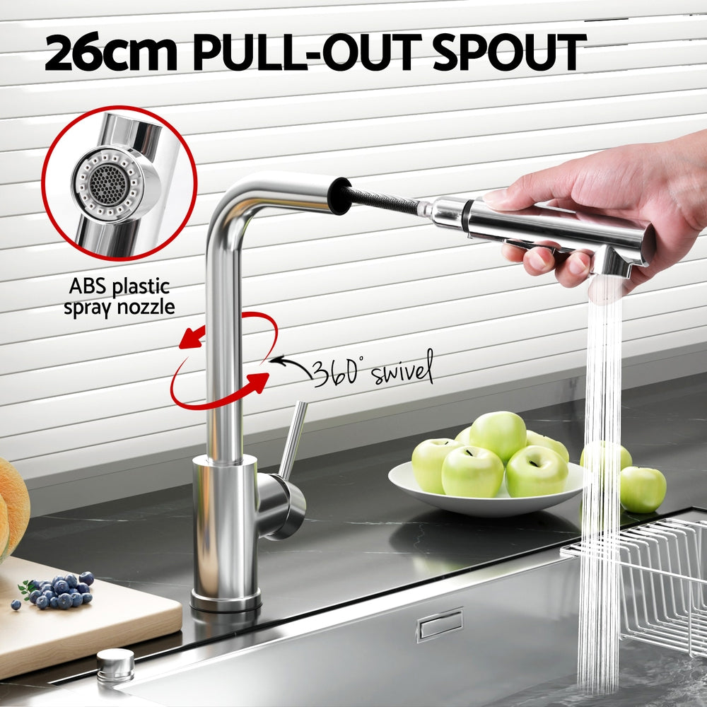Cefito Kitchen Mixer Tap Pull Out Rectangle 2 Mode Sink Basin Faucet Swivel WELS Chrome Awezingly
