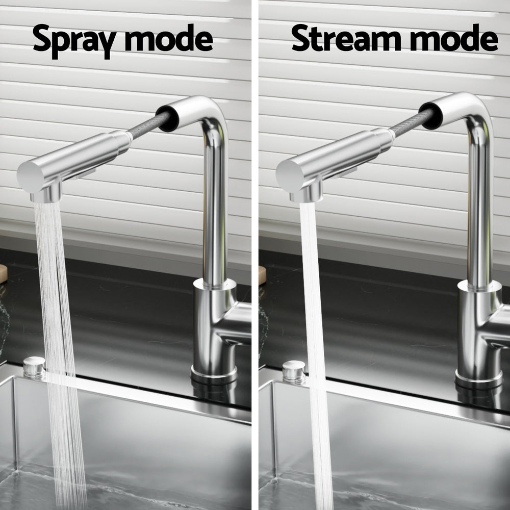 Cefito Kitchen Mixer Tap Pull Out Rectangle 2 Mode Sink Basin Faucet Swivel WELS Chrome Awezingly