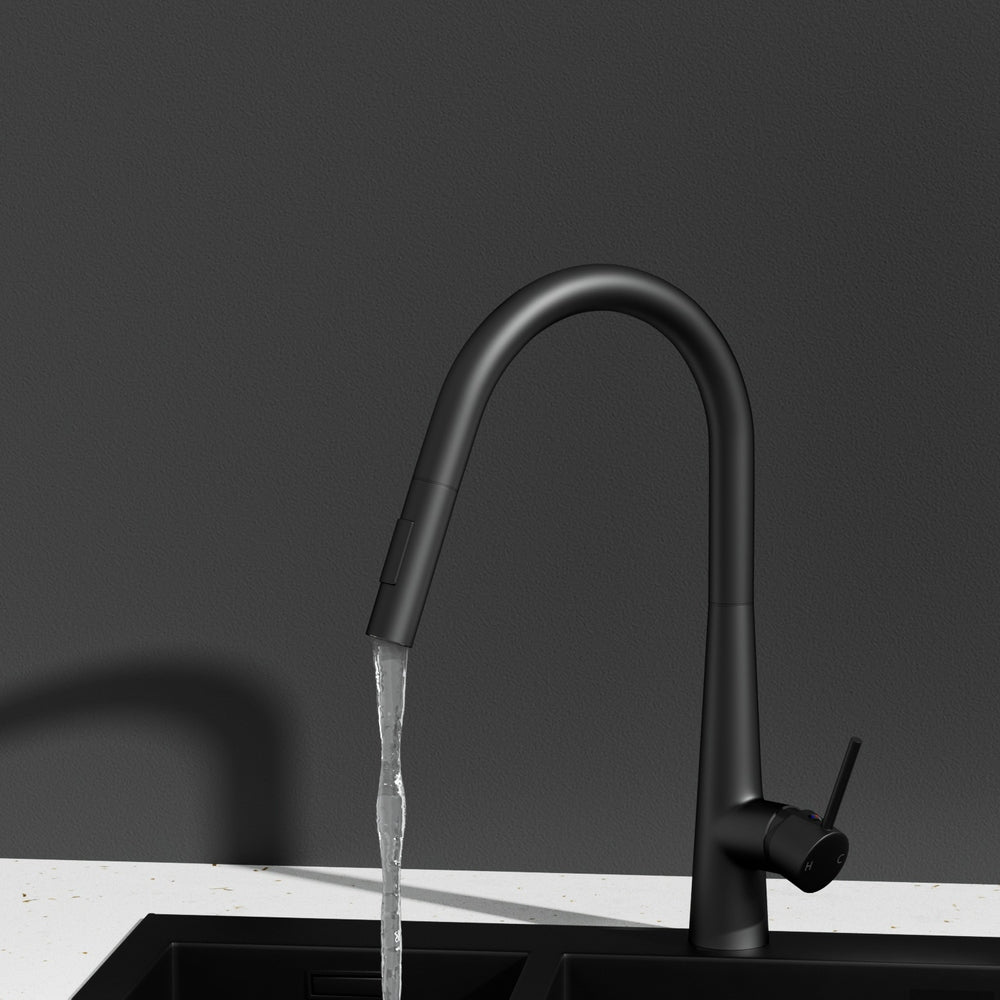 Cefito Kitchen Mixer Tap Pull Out Round 2 Mode Sink Basin Faucet Swivel WELS Black Awezingly