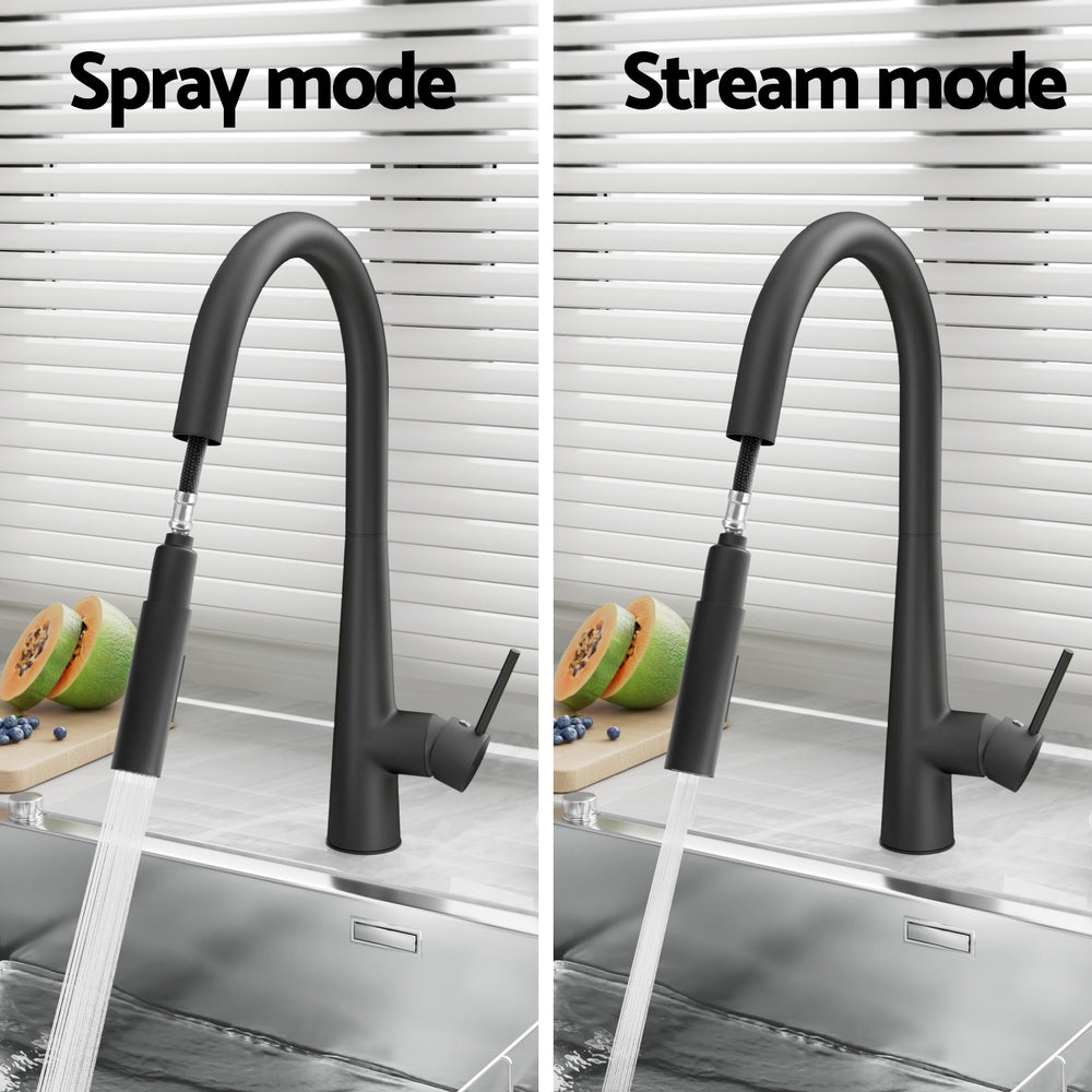 Cefito Kitchen Mixer Tap Pull Out Round 2 Mode Sink Basin Faucet Swivel WELS Black Awezingly