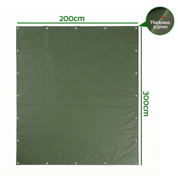 Instahut 2x3m Tarp Tarpaulin 600GSM Camping Canvas Heavy Duty Water Resistant Awezingly
