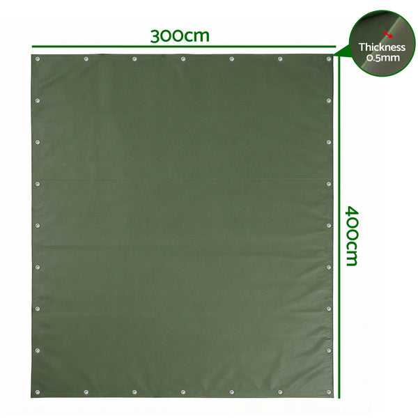 Instahut 3x4m Tarp Tarpaulin 600GSM Camping Canvas Heavy Duty Water Resistant Awezingly