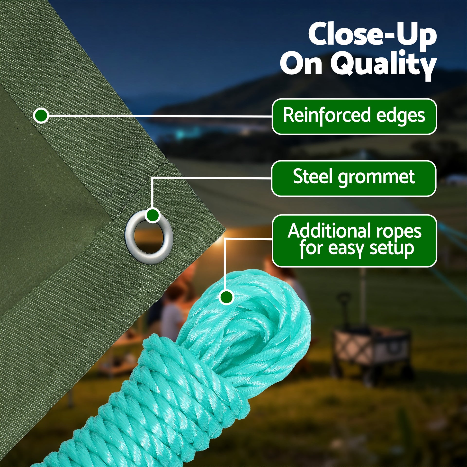 Instahut 4x6m Tarp Tarpaulin 600GSM Camping Canvas Heavy Duty Water Resistant Awezingly