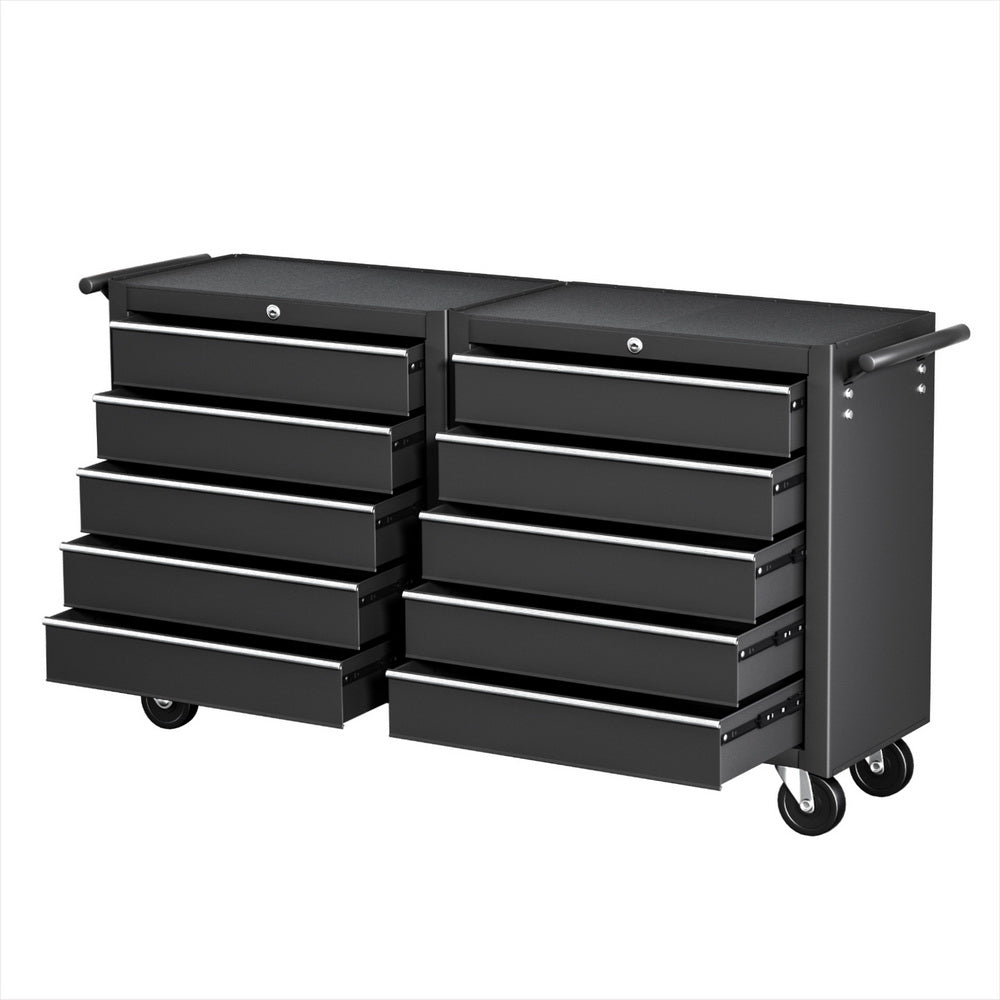 Giantz Tool Chest Trolley 10 Drawers Toolbox Storage Black Awezingly
