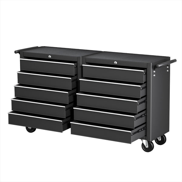 Giantz Tool Chest Trolley 10 Drawers Toolbox Storage Black Awezingly