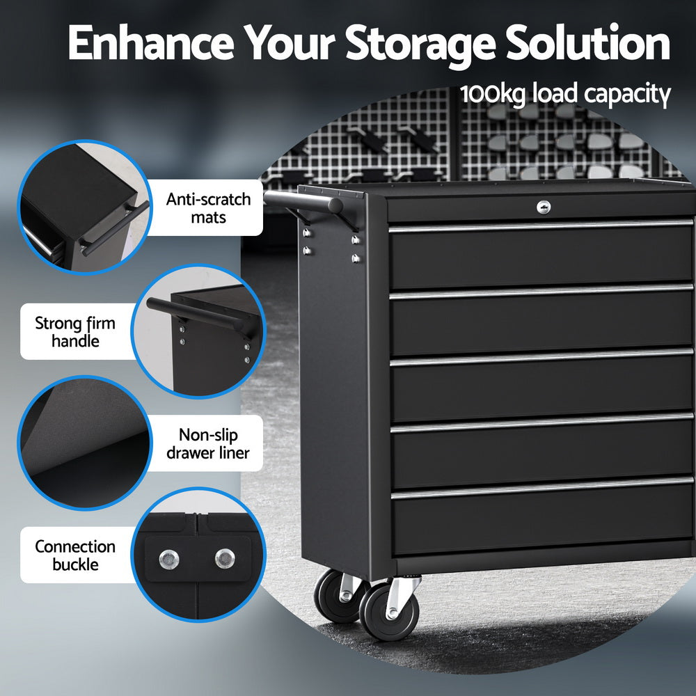 Giantz Tool Chest Trolley 10 Drawers Toolbox Storage Black Awezingly