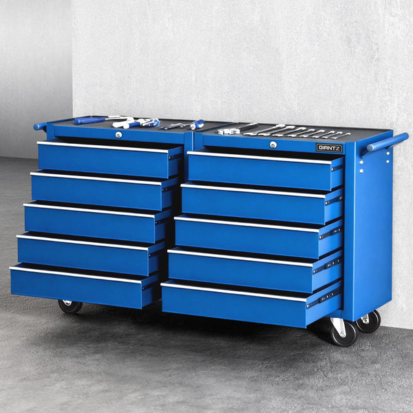 Giantz Tool Chest Trolley 10 Drawers Toolbox Storage Blue Awezingly