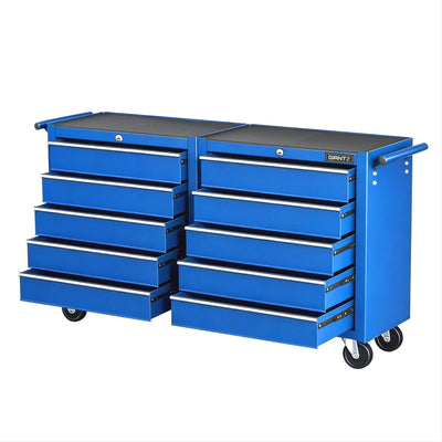 Giantz Tool Chest Trolley 10 Drawers Toolbox Storage Blue