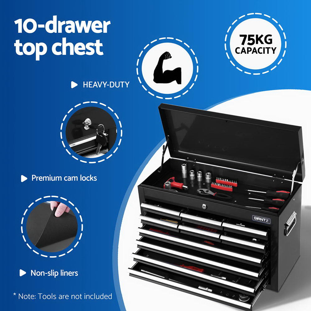 Giantz 15 Drawers Tool Chest Trolley Toolbox 2-in-1 Storage Black Awezingly