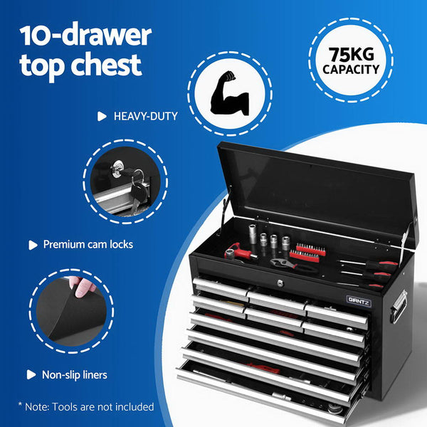 Giantz 15 Drawers Tool Chest Trolley Toolbox 2-in-1 Storage Black& Grey Awezingly