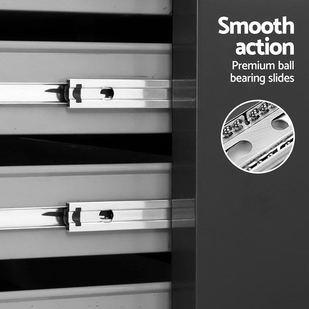 Giantz 15 Drawers Tool Chest Trolley Toolbox 2-in-1 Storage Black& Grey Awezingly