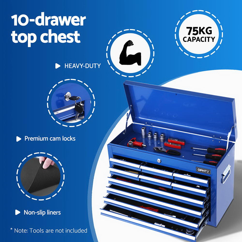Giantz 15 Drawers Tool Chest Trolley Toolbox 2-in-1 Storage Blue Awezingly