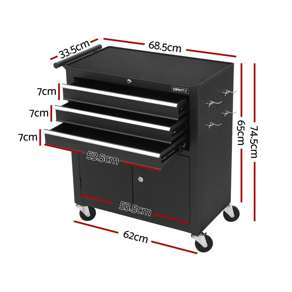 Giantz 3 Drawer Tool Box Chest Cabinet Toolbox Storage Garage Organiser Wheels Giantz