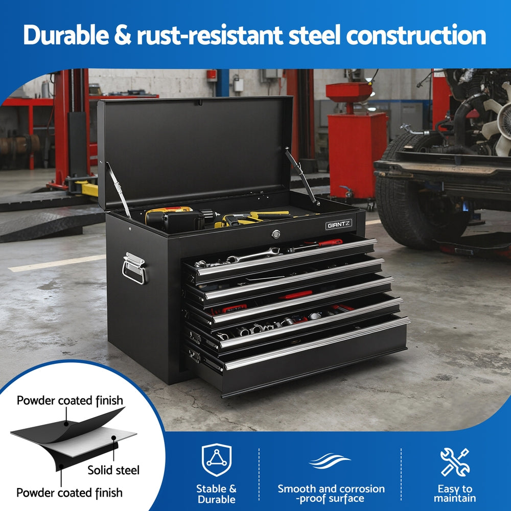 GIANTZ 5 Drawer Tool Chest Box Cabinet Lockable Garage Storage Organiser Black Awezingly