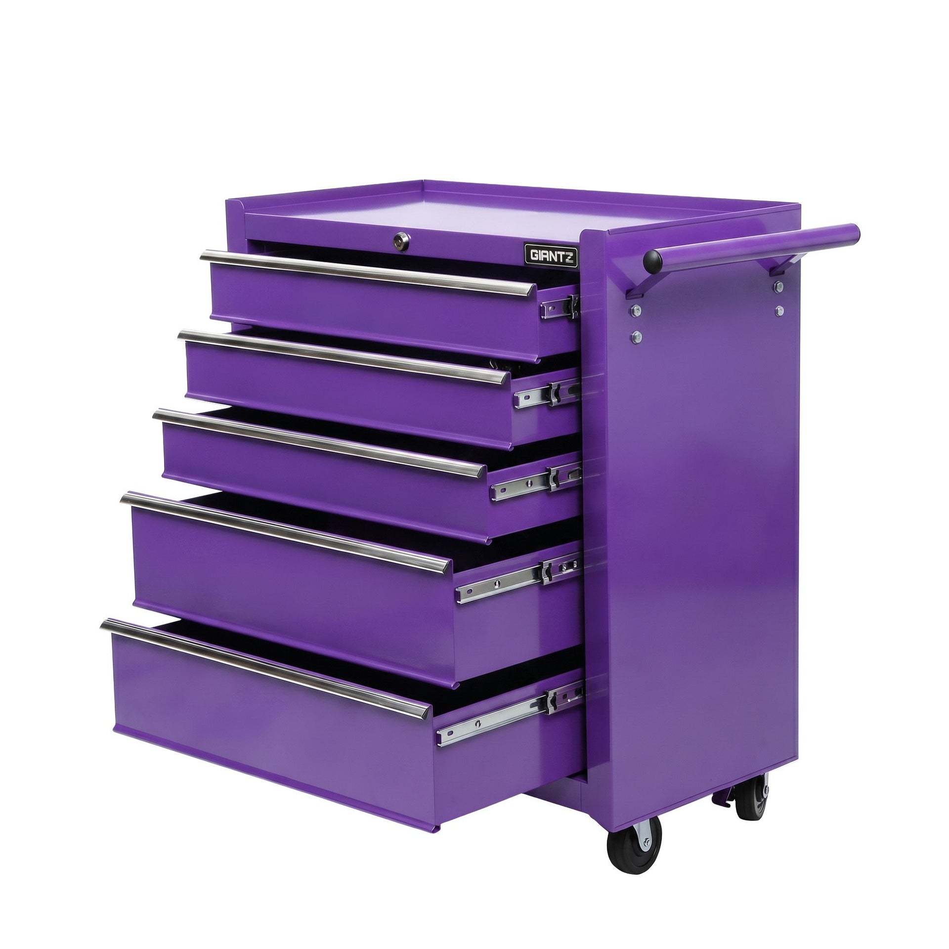 Giantz 5 Drawer Tool Chest Trolley Cabinet Toolbox Heavy Duty Garage Storage Organiser Purple Awezingly