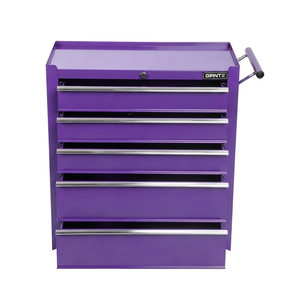 Giantz 5 Drawer Tool Chest Trolley Cabinet Toolbox Heavy Duty Garage Storage Organiser Purple Awezingly
