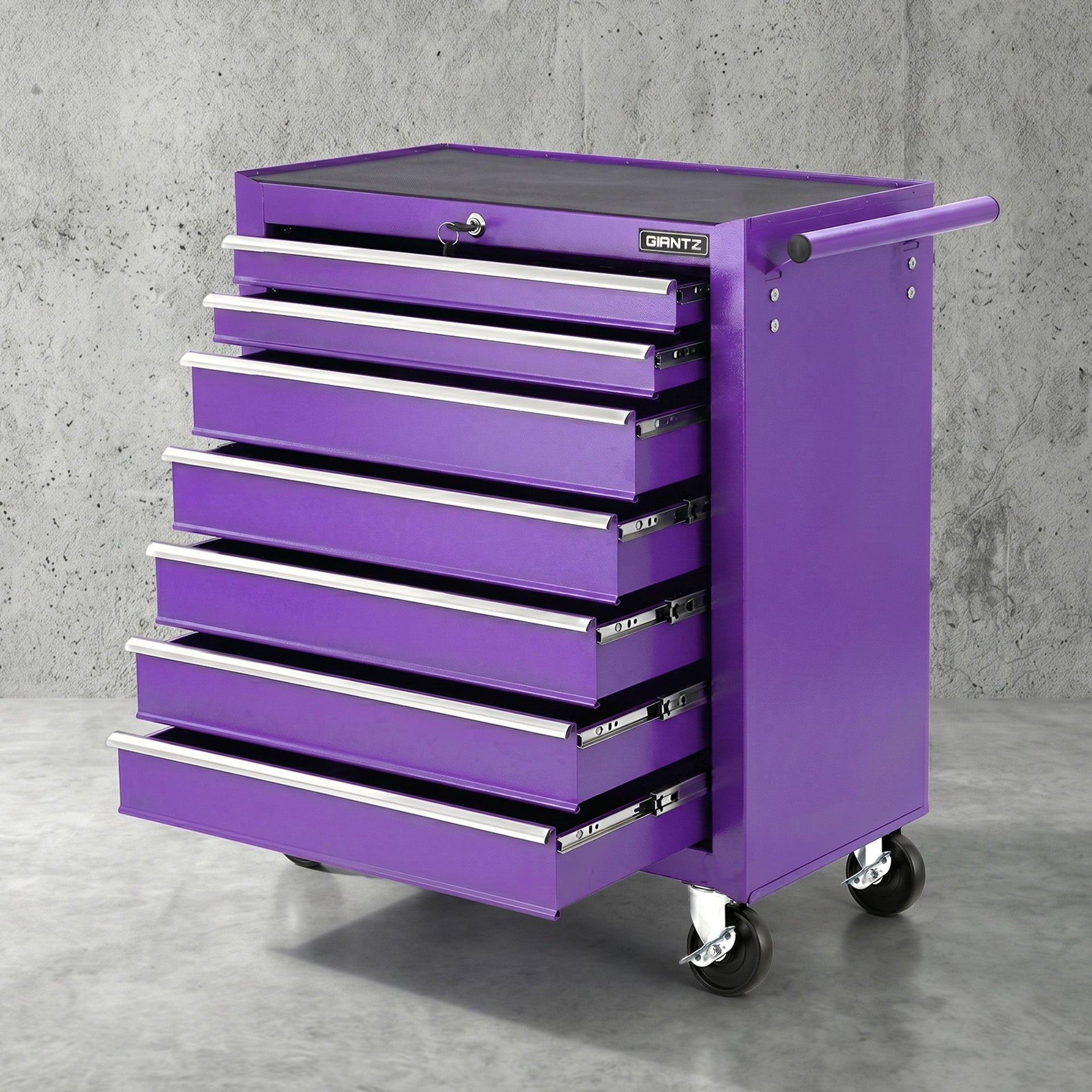 Giantz 7-Drawer Tool Chest Trolley Cabinet Toolbox Heavy Duty Garage Storage Organiser Purple Giantz