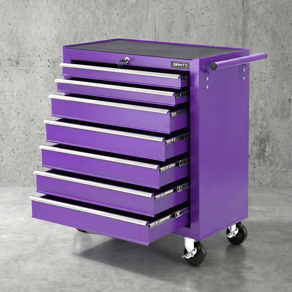 Giantz 7-Drawer Tool Chest Trolley Cabinet Toolbox Heavy Duty Garage Storage Organiser Purple Giantz