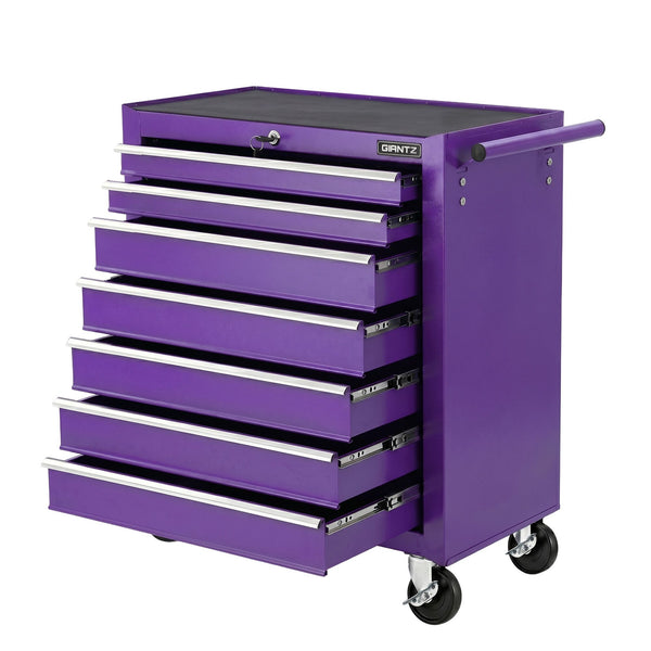 Giantz 7-Drawer Tool Chest Trolley Cabinet Toolbox Heavy Duty Garage Storage Organiser Purple Giantz