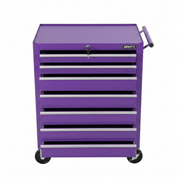 Giantz 7-Drawer Tool Chest Trolley Cabinet Toolbox Heavy Duty Garage Storage Organiser Purple Giantz