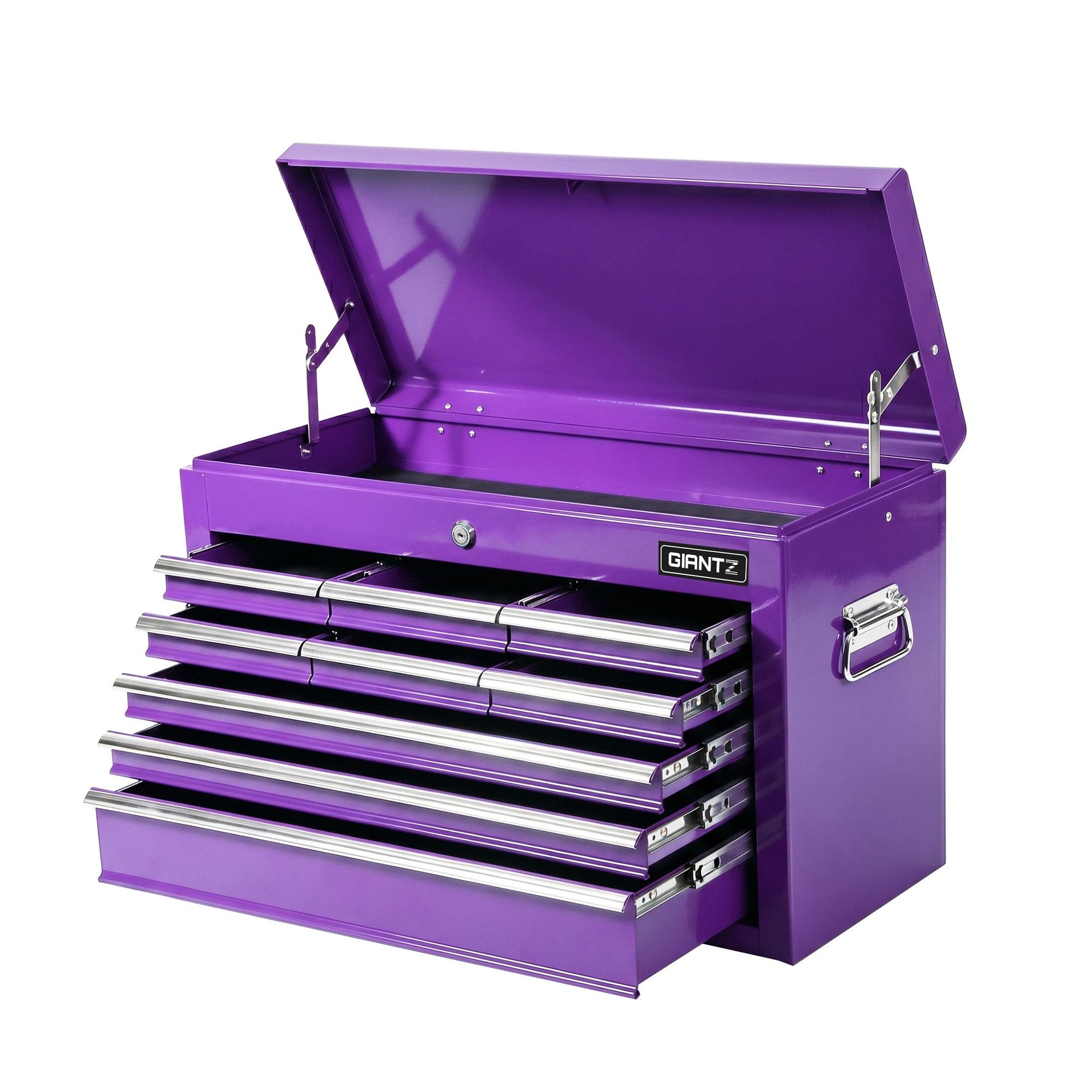 Giantz 9-Drawer Tool Cabinet Chest Toolbox Heavy Duty Garage Storage Organiser Purple Awezingly