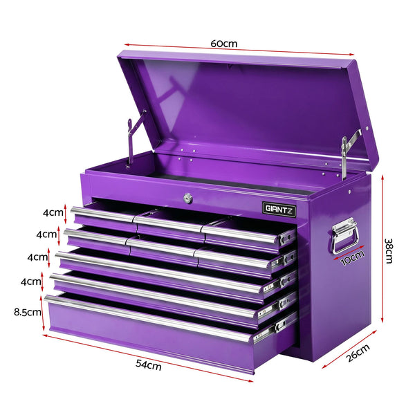 Giantz 9-Drawer Tool Cabinet Chest Toolbox Heavy Duty Garage Storage Organiser Purple Awezingly