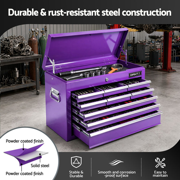 Giantz 9-Drawer Tool Cabinet Chest Toolbox Heavy Duty Garage Storage Organiser Purple Awezingly