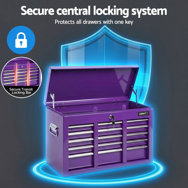 Giantz 9-Drawer Tool Cabinet Chest Toolbox Heavy Duty Garage Storage Organiser Purple Awezingly