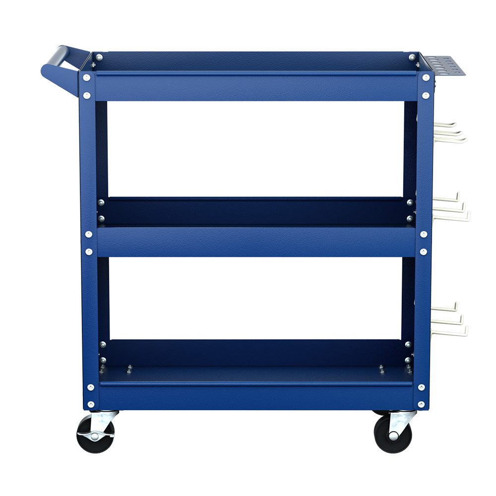 Giantz 3-Tier Tool Cart Storage Trolley Workshop Garage Pegboard Hooks Blue Giantz