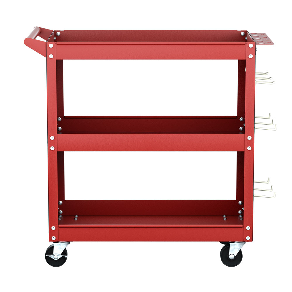 Giantz 3-Tier Tool Cart Storage Trolley Workshop Garage Pegboard Hooks Red Giantz