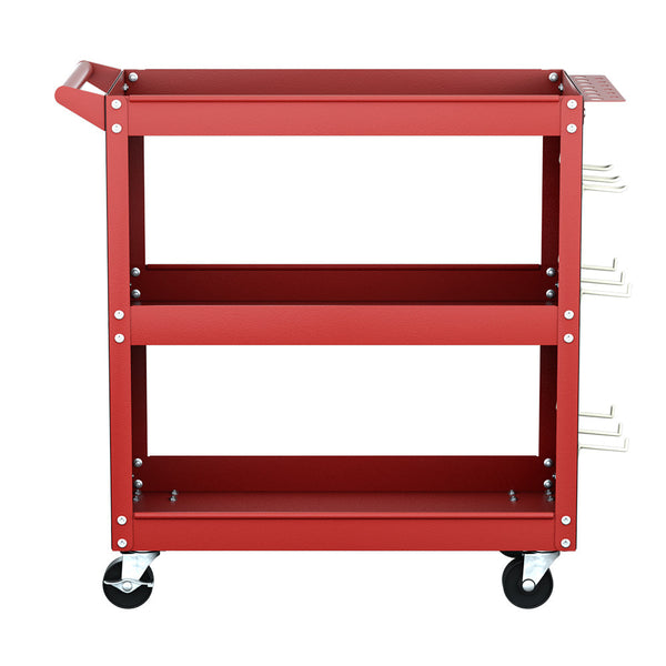 Giantz 3-Tier Tool Cart Storage Trolley Workshop Garage Pegboard Hooks Red Giantz