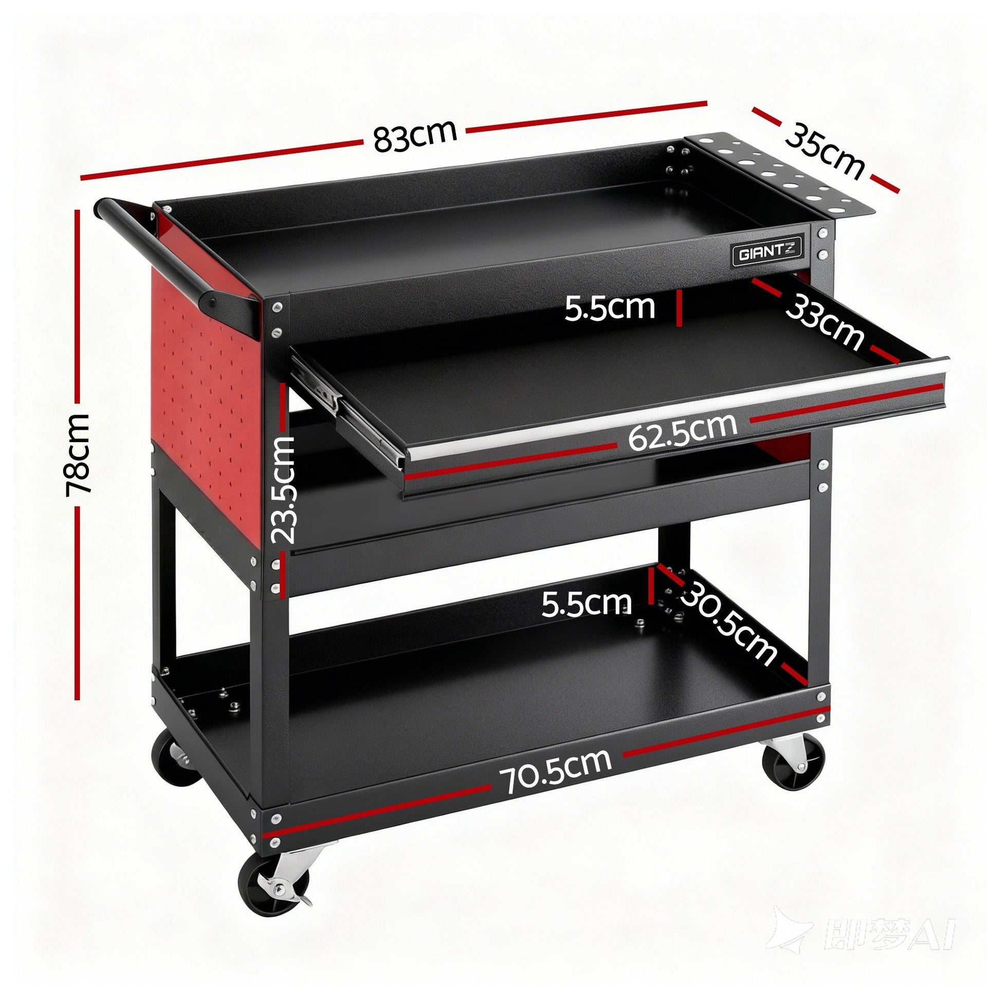 Giantz Tool Trolley Cart Rolling Cabinet with Drawer Workshop Garage Storage Awezingly
