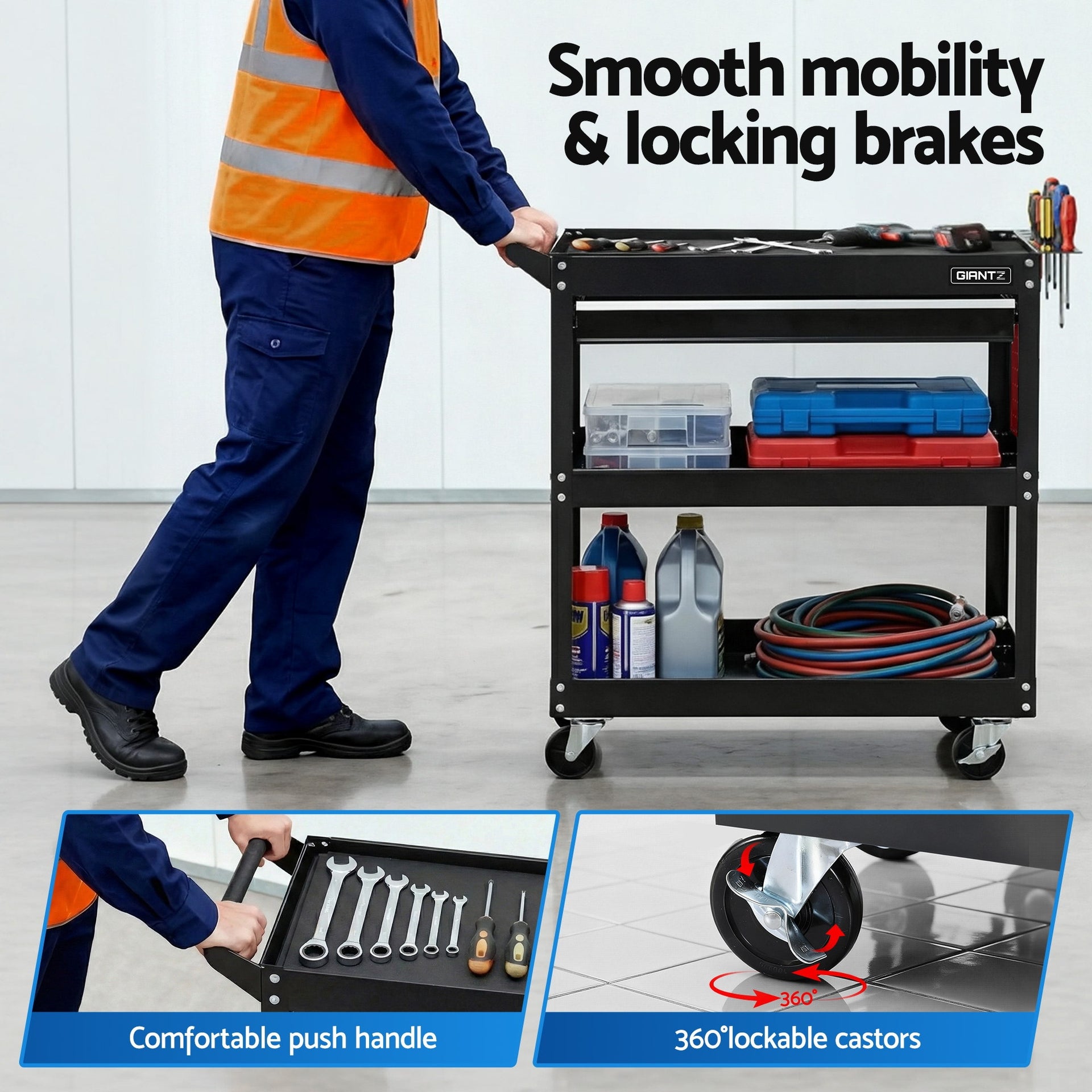 Giantz Tool Trolley Cart Rolling Cabinet with Drawer Workshop Garage Storage Awezingly