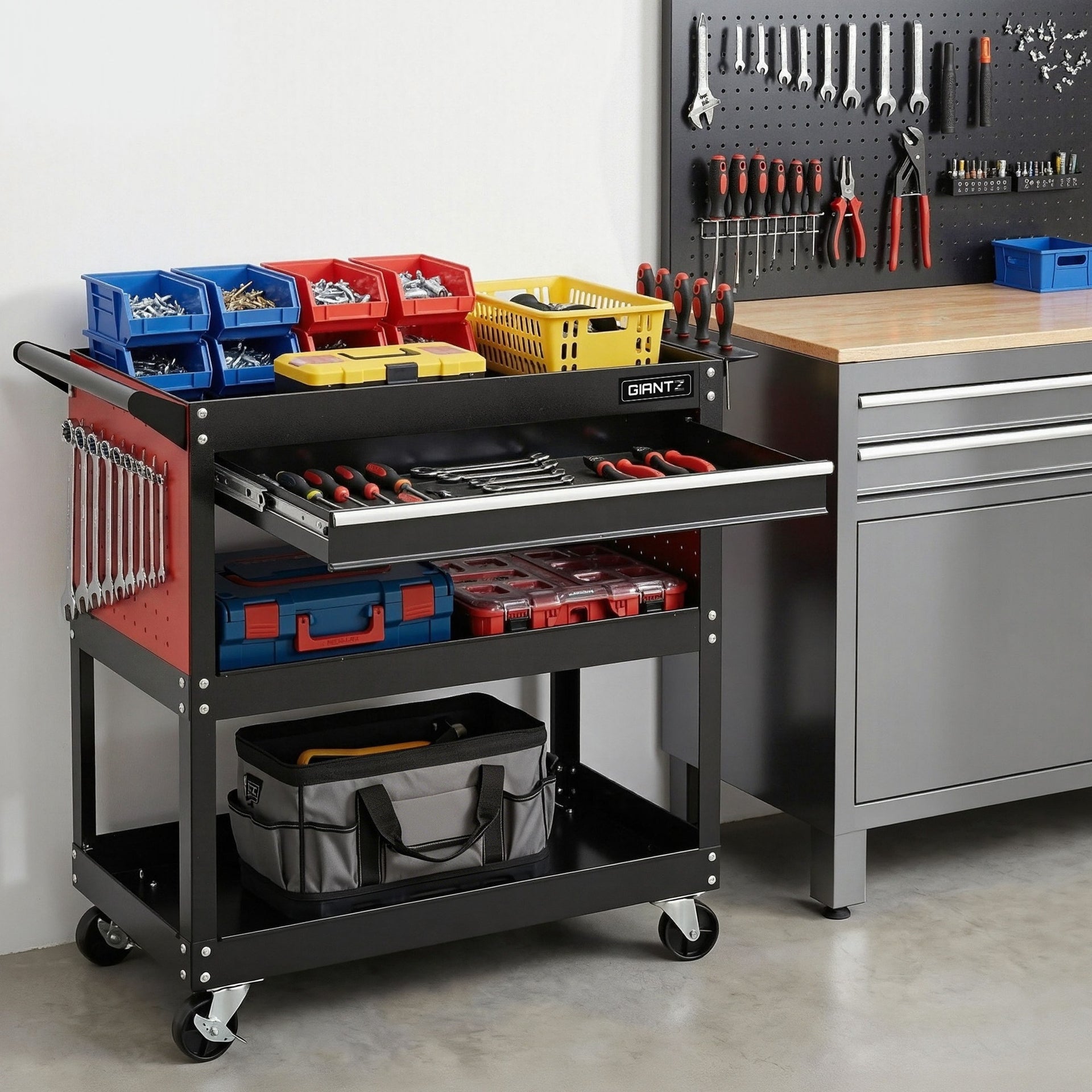 Giantz Tool Trolley Cart Rolling Cabinet with Drawer Workshop Garage Storage Awezingly