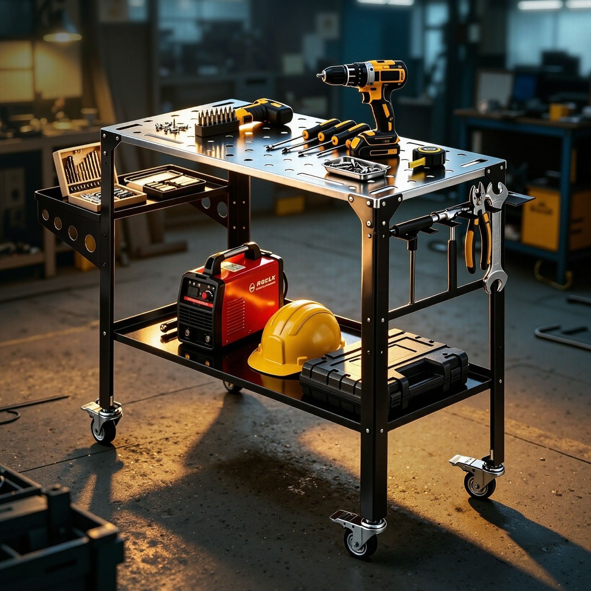 Giantz Welding Table Cart with Tool Storage 130KG Capacity Mobile Workstation Awezingly