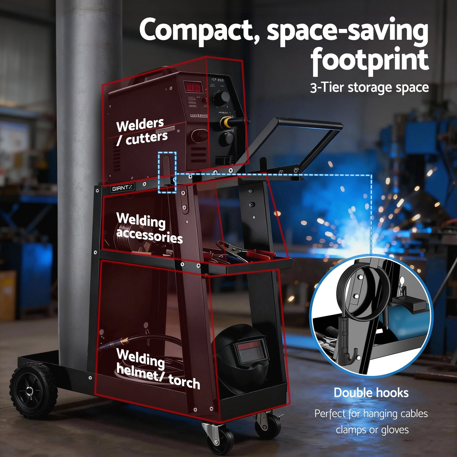 Giantz Welding Trolley Cart Welder MIG TIG ARC MMA Welder Plasma Cutter Storage Awezingly