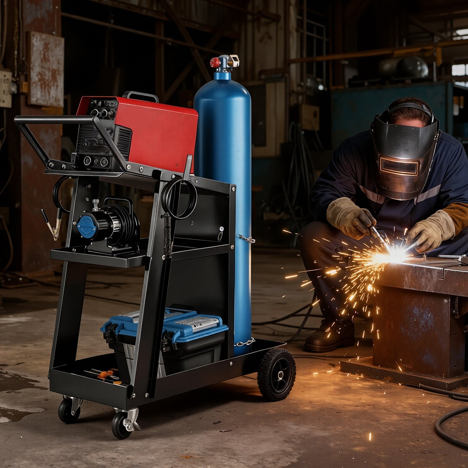 Giantz Welding Trolley Cart Welder MIG TIG ARC MMA Welder Plasma Cutter Storage Awezingly