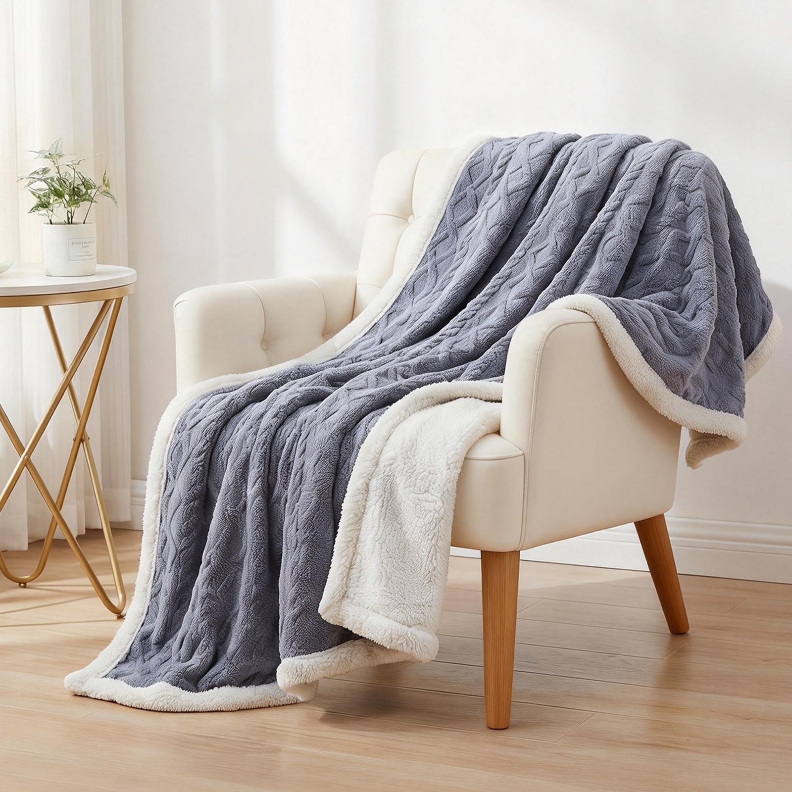 Giselle 152x203cm Throw Blanket Double-Sided Fleece Lightweight For Sofa Couch Bed Queen Awezingly