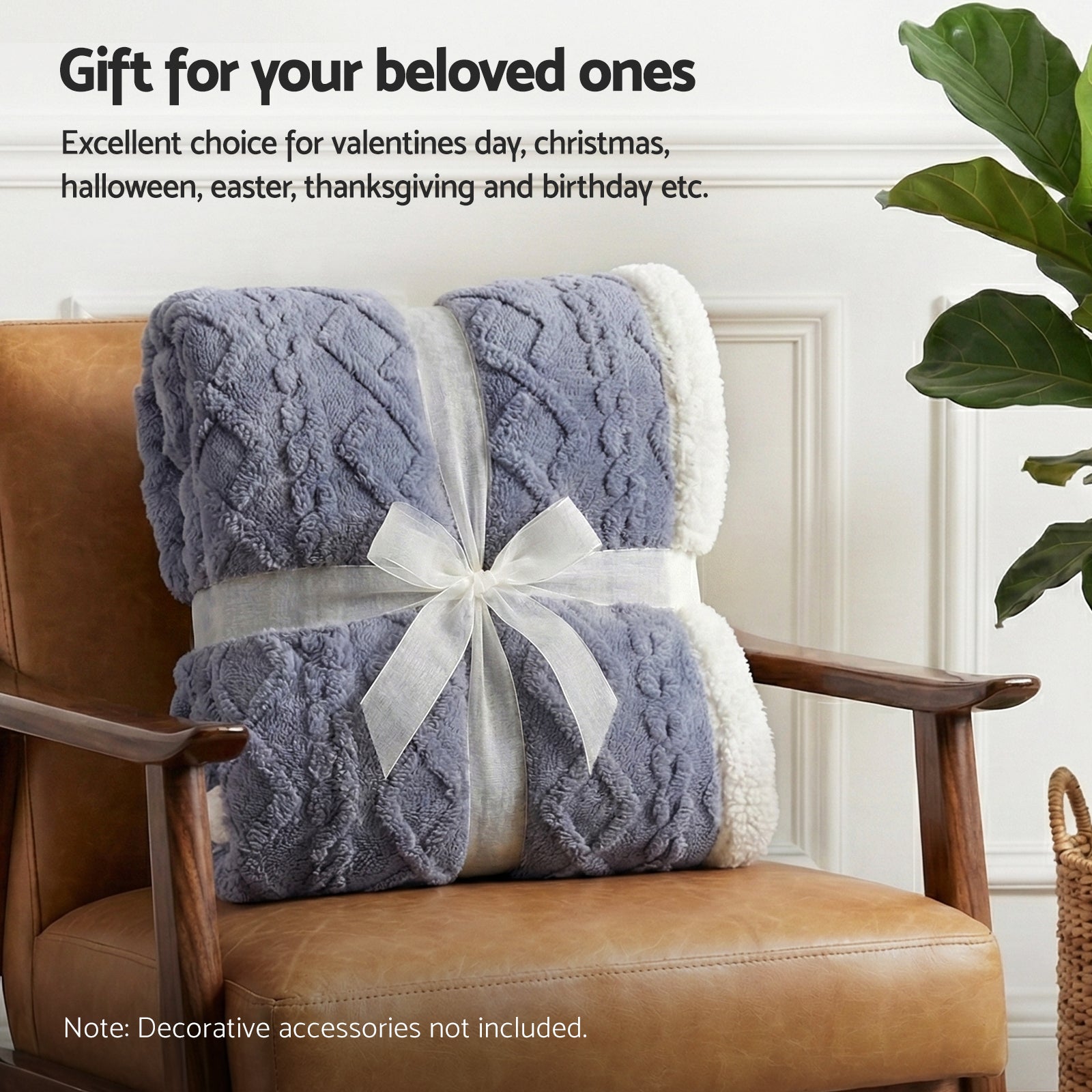 Giselle 152x203cm Throw Blanket Double-Sided Fleece Lightweight For Sofa Couch Bed Queen Awezingly