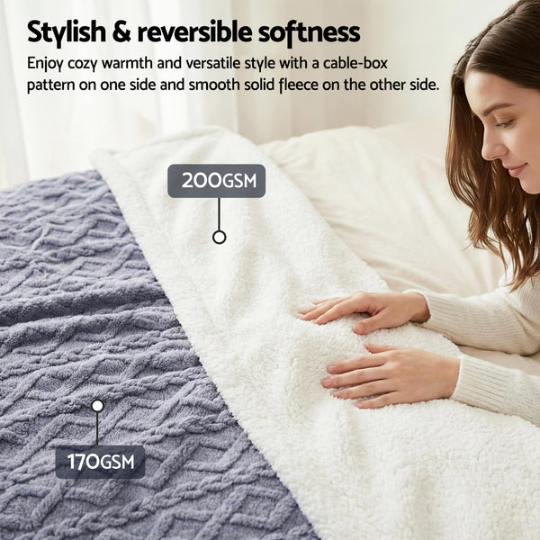 Giselle 203x230cm Throw Blanket Double-Sided Fleece Lightweight For Sofa Couch Bed Awezingly