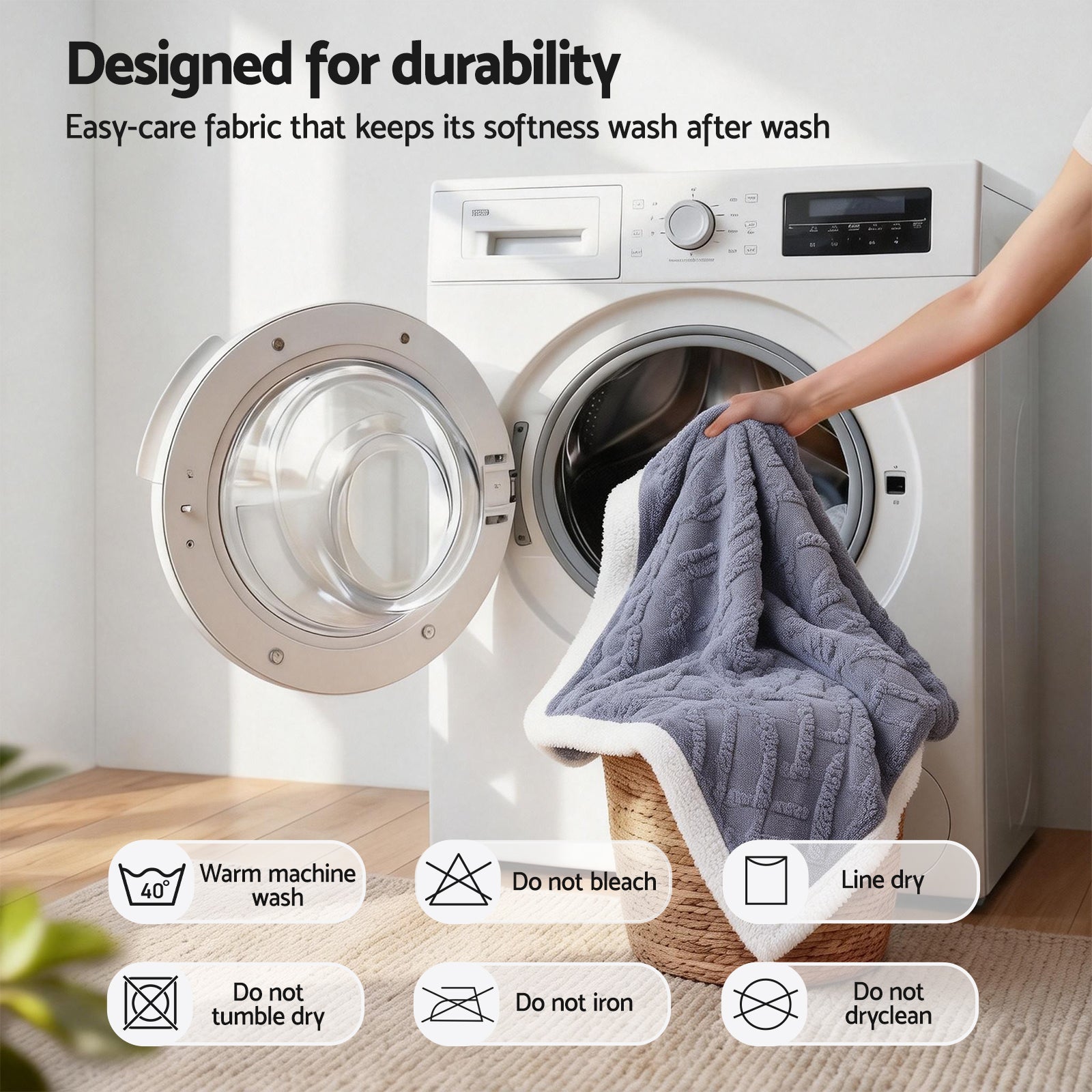 Giselle 203x230cm Throw Blanket Double-Sided Fleece Lightweight For Sofa Couch Bed Awezingly