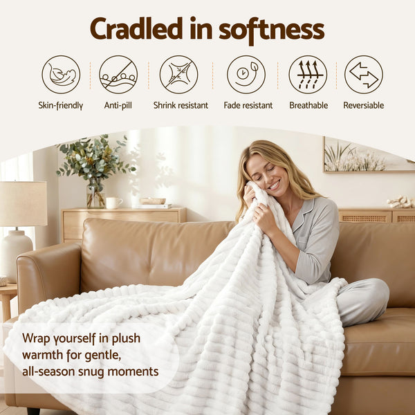 Giselle 127x152cm Throw Blanket Fleece Soft Lightweight Cozy Sofa Couch Bed Throw Awezingly