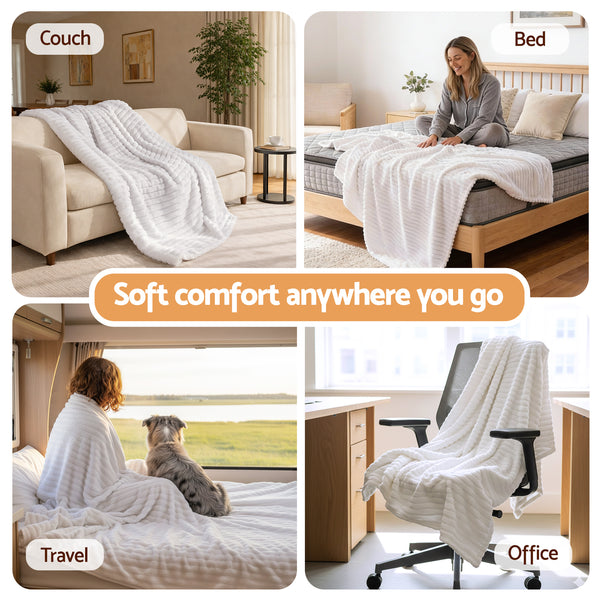 Giselle 203x230cm Throw Blanket Fleece Soft Lightweight Cozy Sofa Couch Bed Throw Awezingly