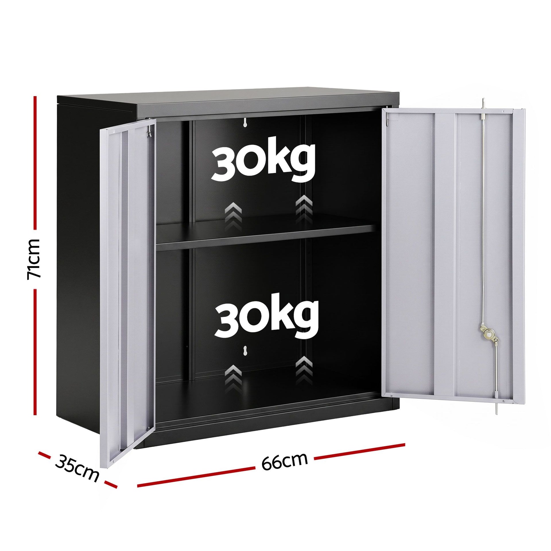 Giantz Steel Tool Cabinet Wall Mount Adjustable Shelf Garage Storage Lockable Black Grey Awezingly