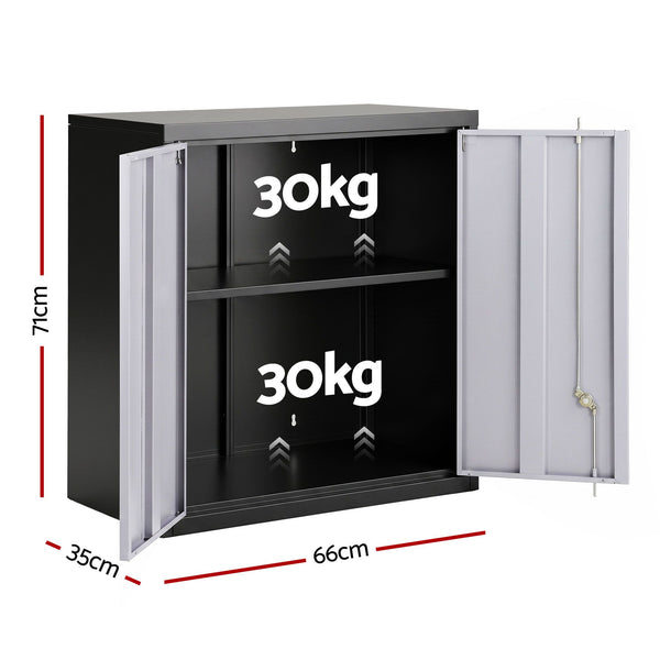 Giantz Steel Tool Cabinet Wall Mount Adjustable Shelf Garage Storage Lockable Black Grey Awezingly