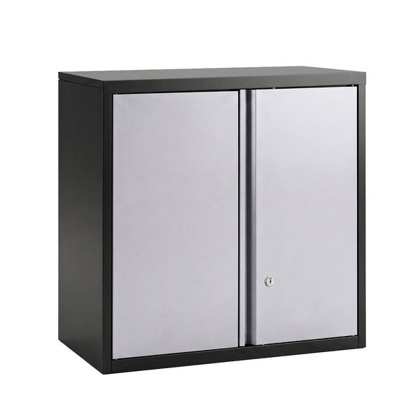Giantz Steel Tool Cabinet Wall Mount Adjustable Shelf Garage Storage Lockable Black Grey Awezingly