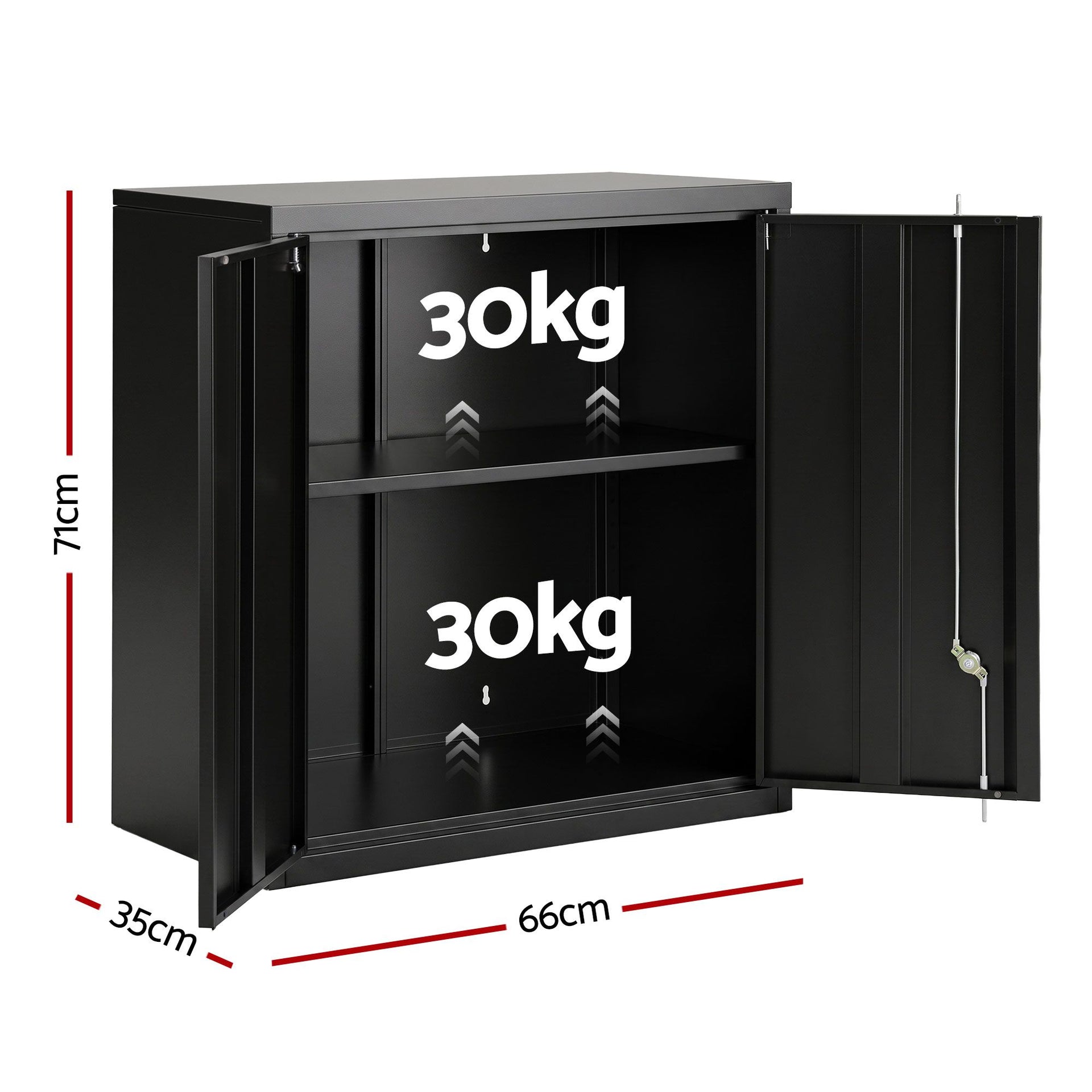 Giantz Steel Tool Cabinet Wall Mount Adjustable Shelf Garage Storage Lockable Black Awezingly