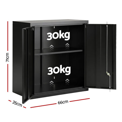Giantz Steel Tool Cabinet Wall Mount Adjustable Shelf Garage Storage Lockable Black