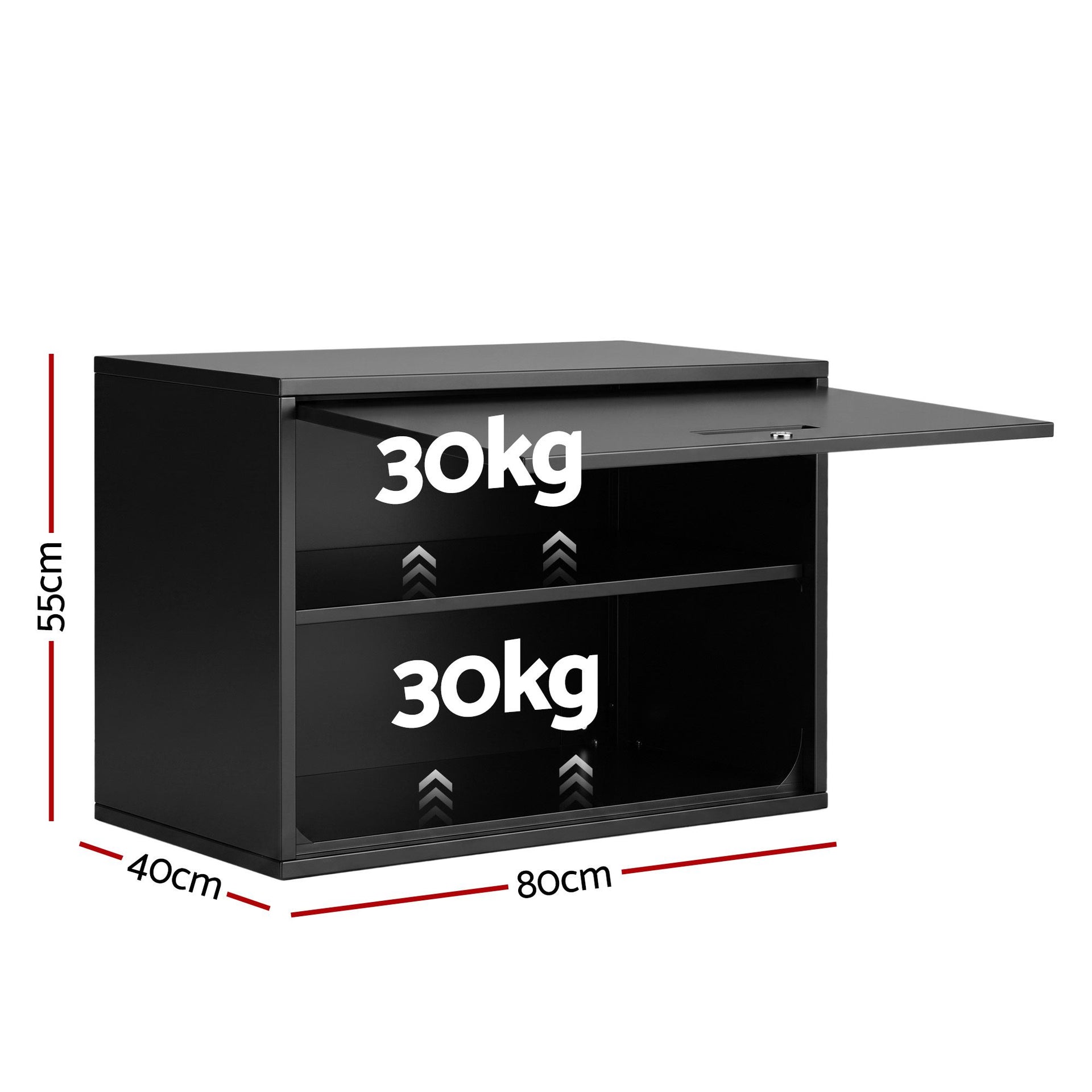 Giantz Wall Mount Steel Tool Cabinet Garage Storage Box Lockable Overhead Shelf Black Awezingly