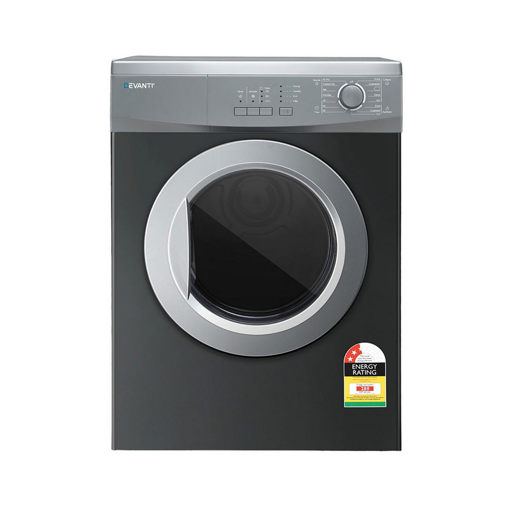 Devanti 7kg Tumble Dryer Vented 15 Auto Programs - Grey Devanti